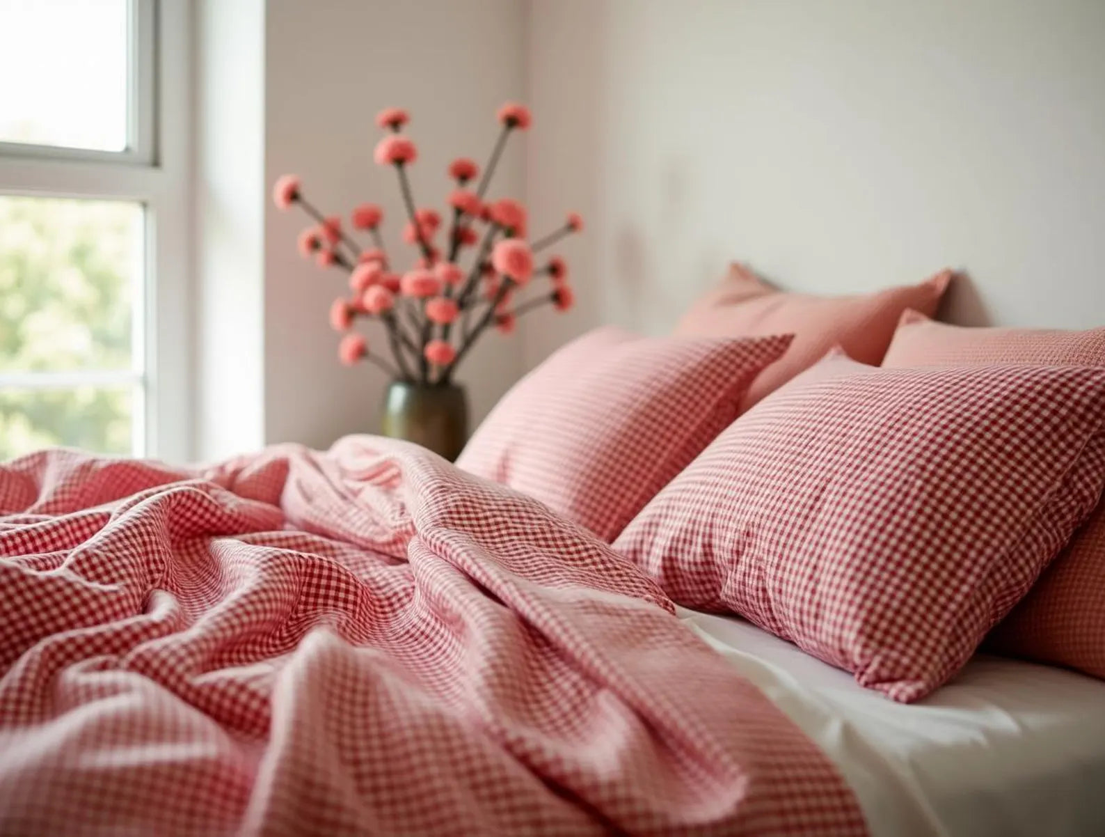 Parure de lit en coton vichy