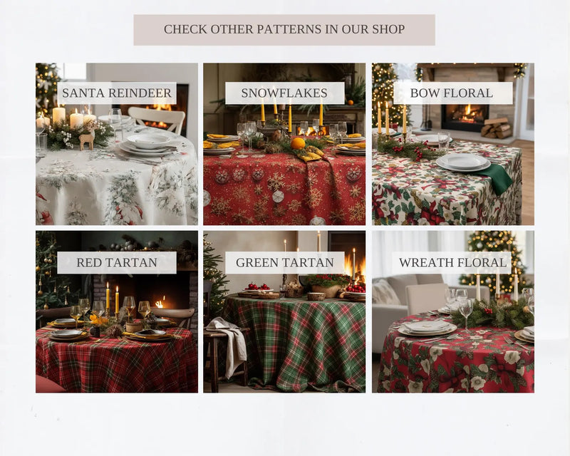 Tablecloth Water & Stain Repellent Fabric Plaid Holiday Table Decor