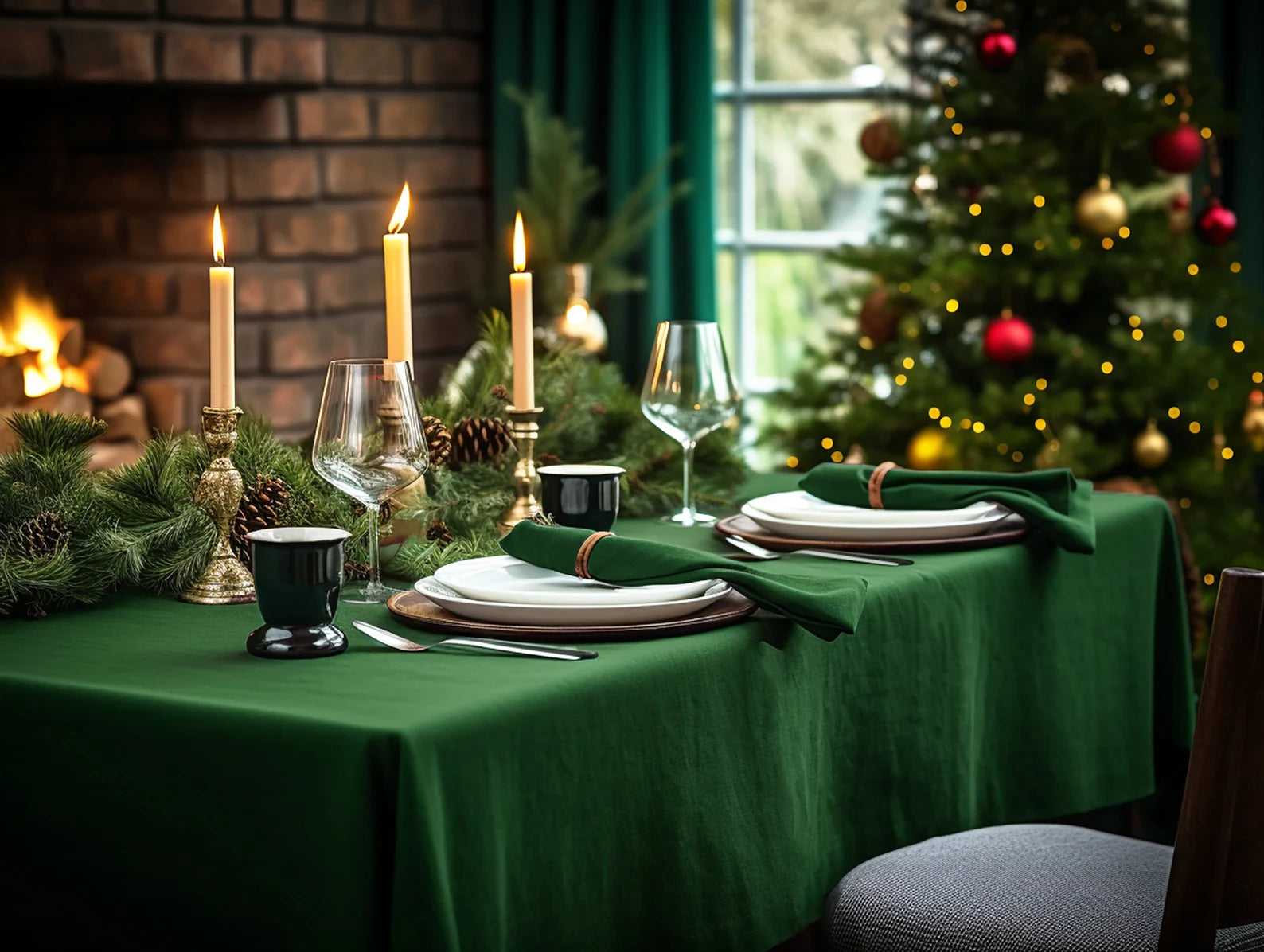 Holiday Forest green set of napkins