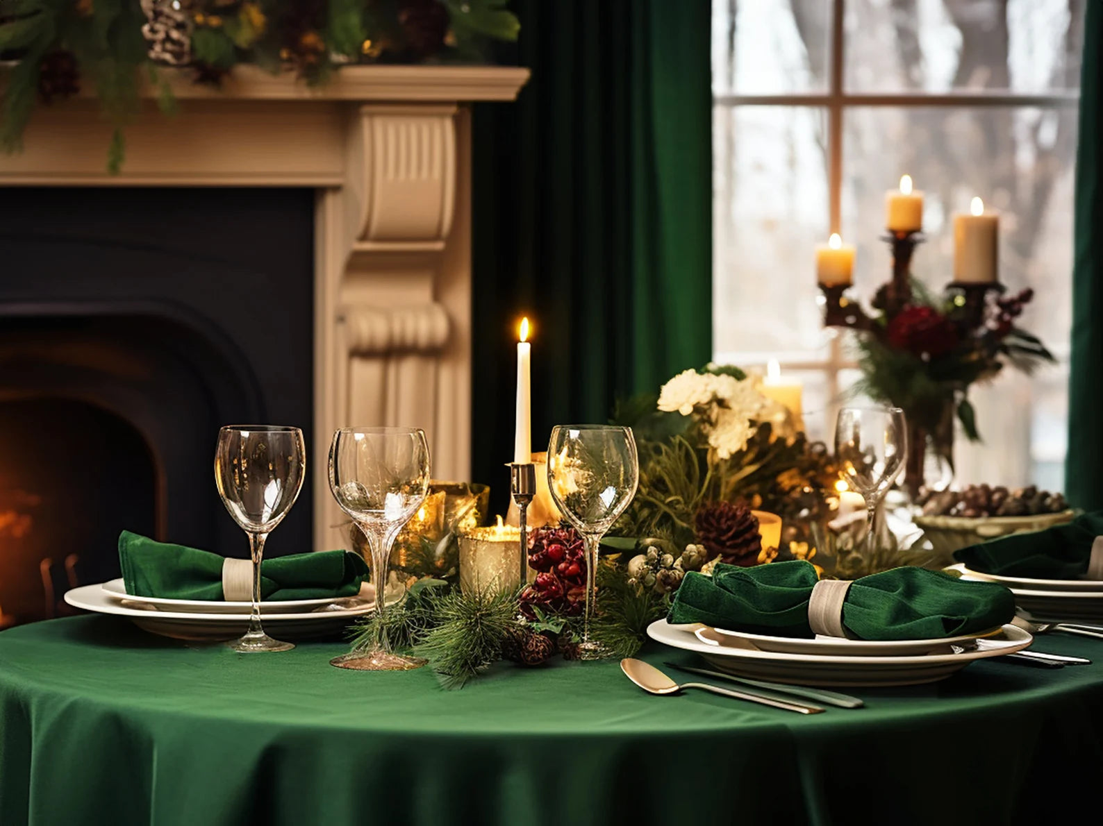 Holiday Forest green set of napkins