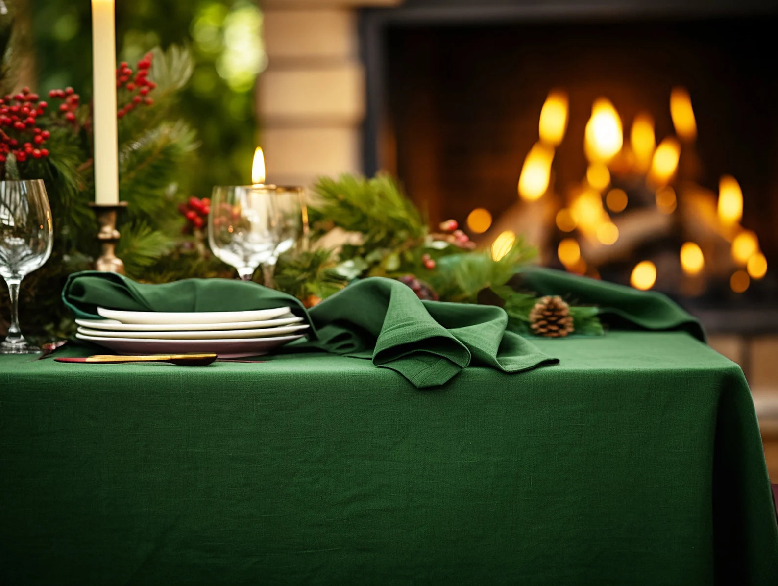 Holiday Forest green set of napkins