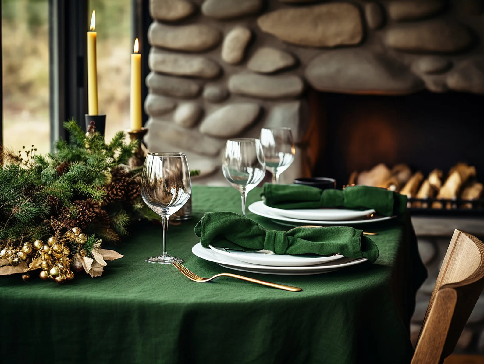 Holiday Forest green set of napkins