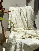 Ready to ship from Florida 2 Ivory waffle linen coverlet