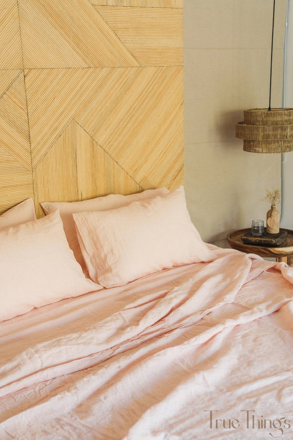 Ready to ship Blush pink linen 2 us standard pillowcases