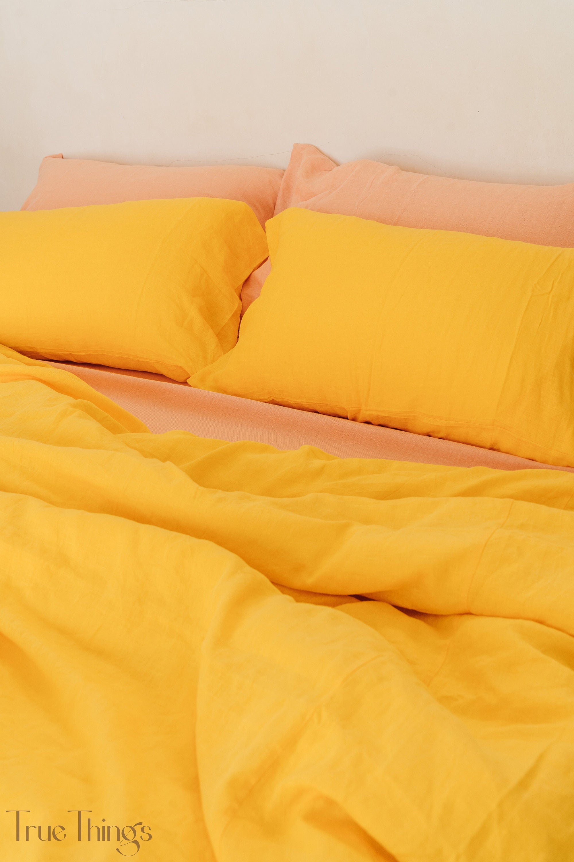 READY TO SHIP Bright yellow linen duvet cover Duvet cover Softened linen bedding Comforter cover Quilt cover