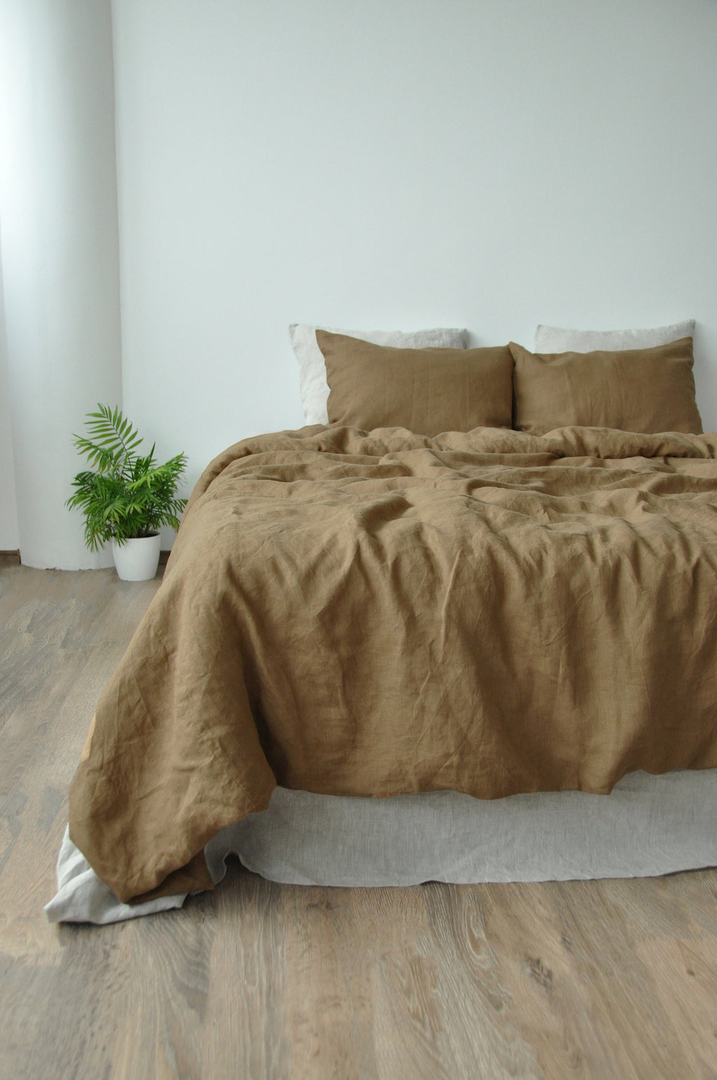 READY TO SHIP Taupe linen bedding set 1 Full Double Duvet cover and 2 Standard Pillowcases Softened linen bedding Comforter cover set