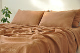Ready to ship Clay linen fitted sheet