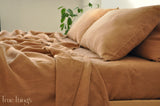 Ready to ship Clay linen fitted sheet