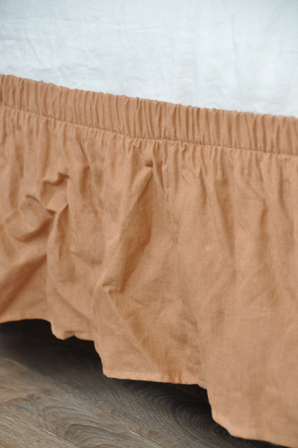 Ready to ship Twin clay linen wrap around bed skirt