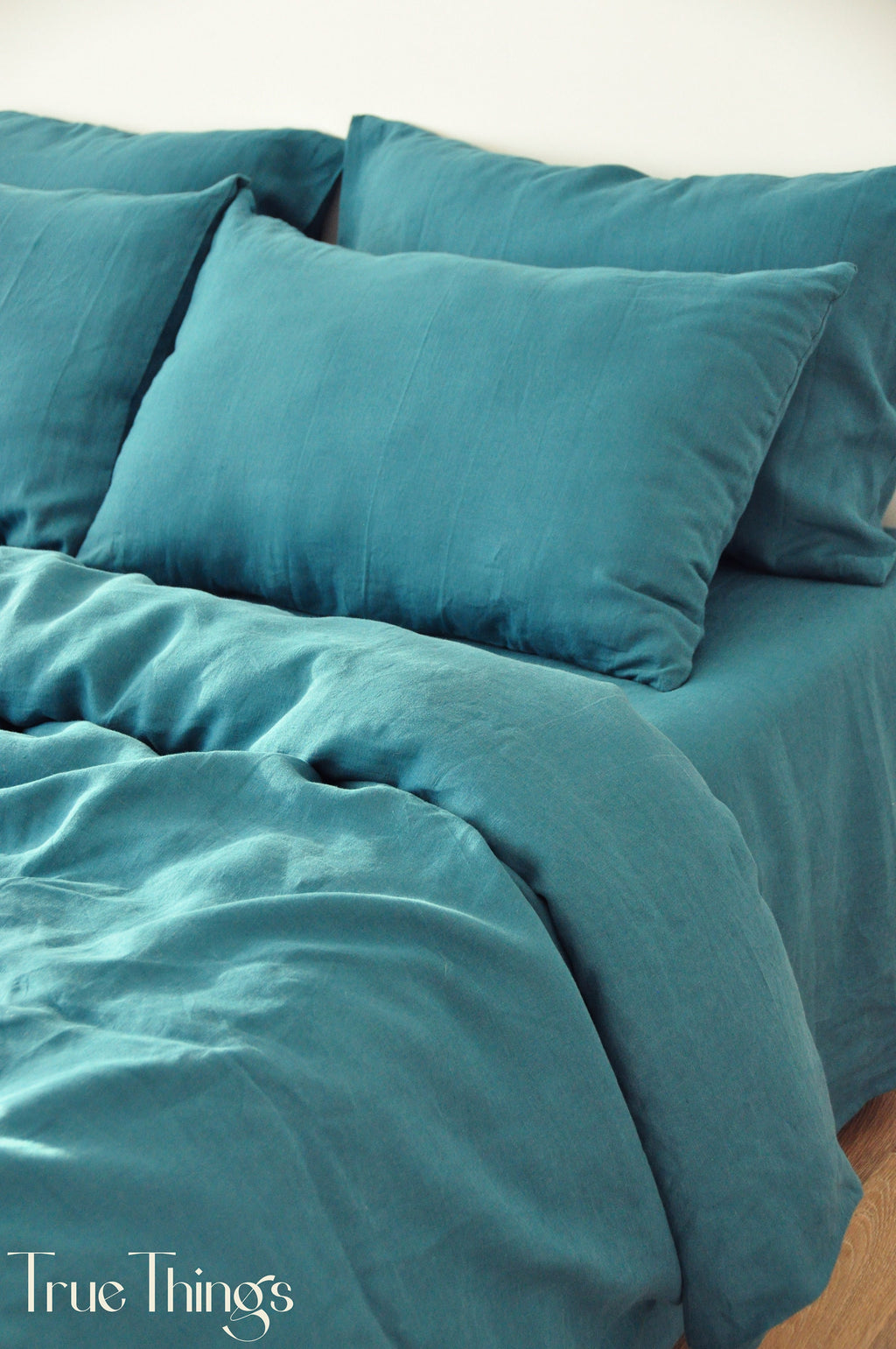 READY TO SHIP Teal linen pillow cover 2 Softened Linen pillowcase Standard Queen King Custom size pillow case in Olive Envelope closure type