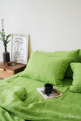Ready to ship Queen light green linen duvet cover