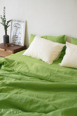 Ready to ship Queen light green linen duvet cover