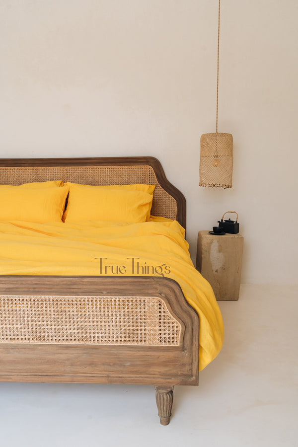 Ready to ship Bright yellow linen duvet cover