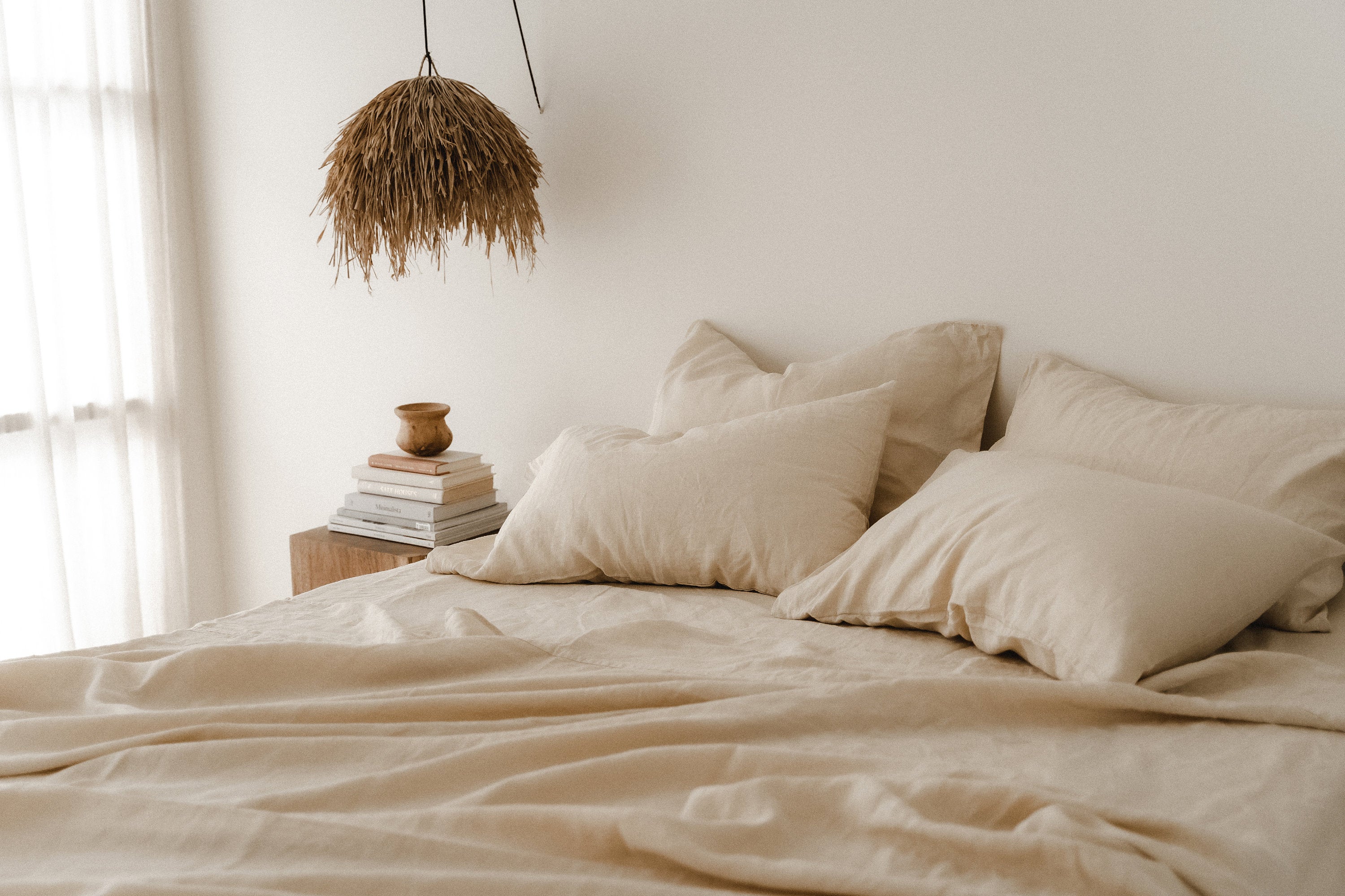 PRÊT À EXPÉDIER depuis la Floride 4 drap plat en lin beige Drap plat Drap en lin adouci Drap en lin lavé Drap en lin Décoration de ferme