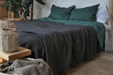 Ready to ship Charcoal waffle linen coverlet