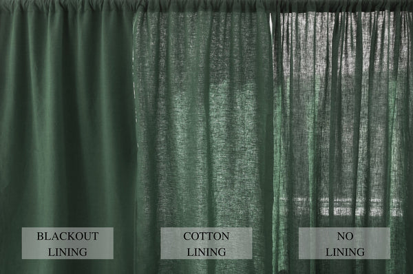 Ready to ship Pine green blackout linen curtains