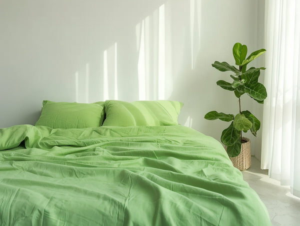 Ready to ship Light green linen duvet cover