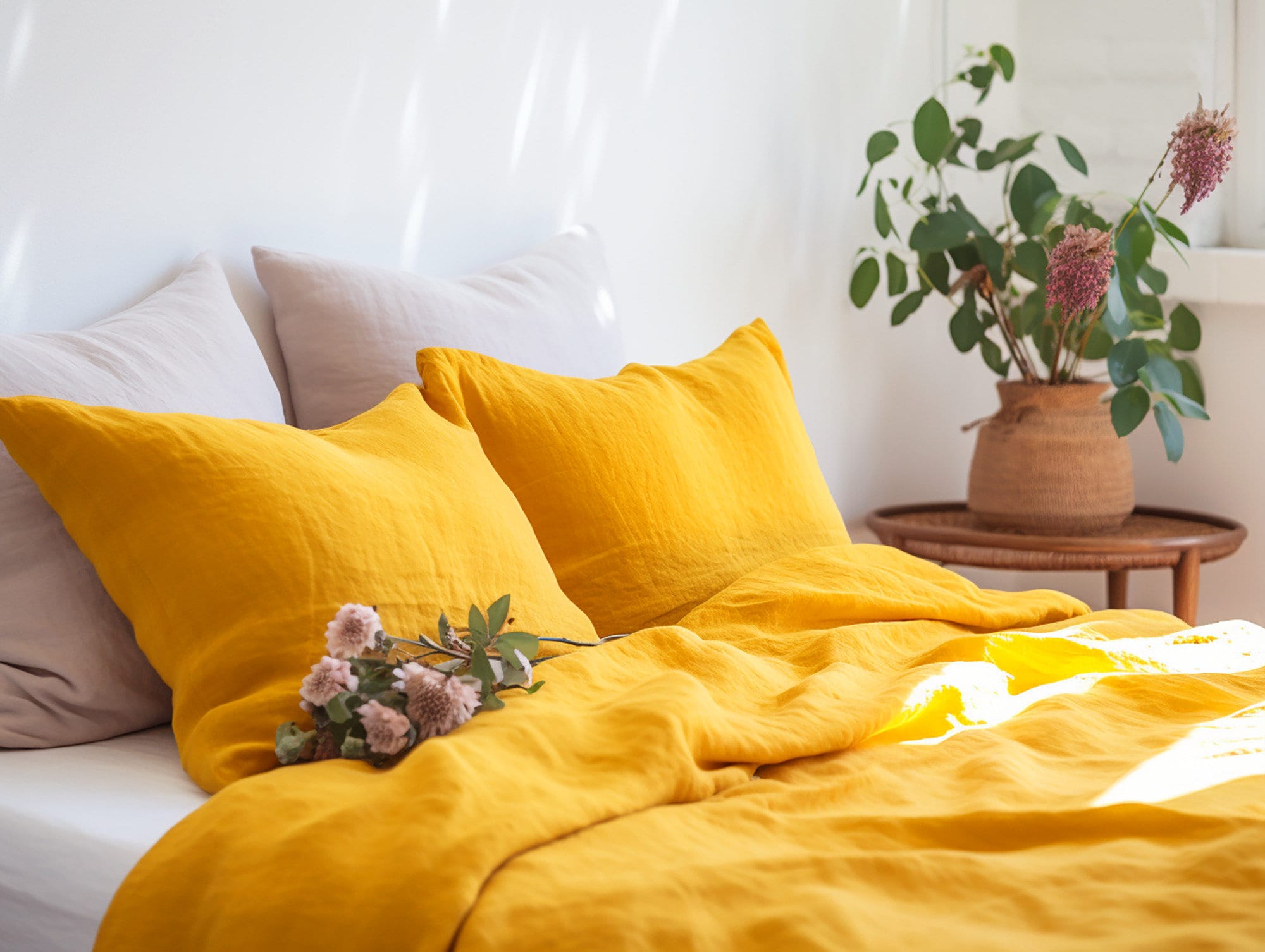 HOUSSE DE COUETTE Lin curcuma PRÊTE À EXPÉDIER Housse de couette double Lin adouci Housse de couette orange Housse de couette