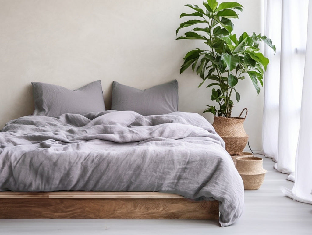 PRÊT À EXPÉDIER Housse de couette en lin lavande sourde Housse de couette TwinXL Housse de couette en lin adouci Housse de couette en lin avec fermeture éclair invisible