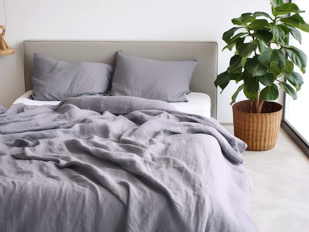 PRÊT À EXPÉDIER Housse de couette en lin lavande sourde Housse de couette TwinXL Housse de couette en lin adouci Housse de couette en lin avec fermeture éclair invisible