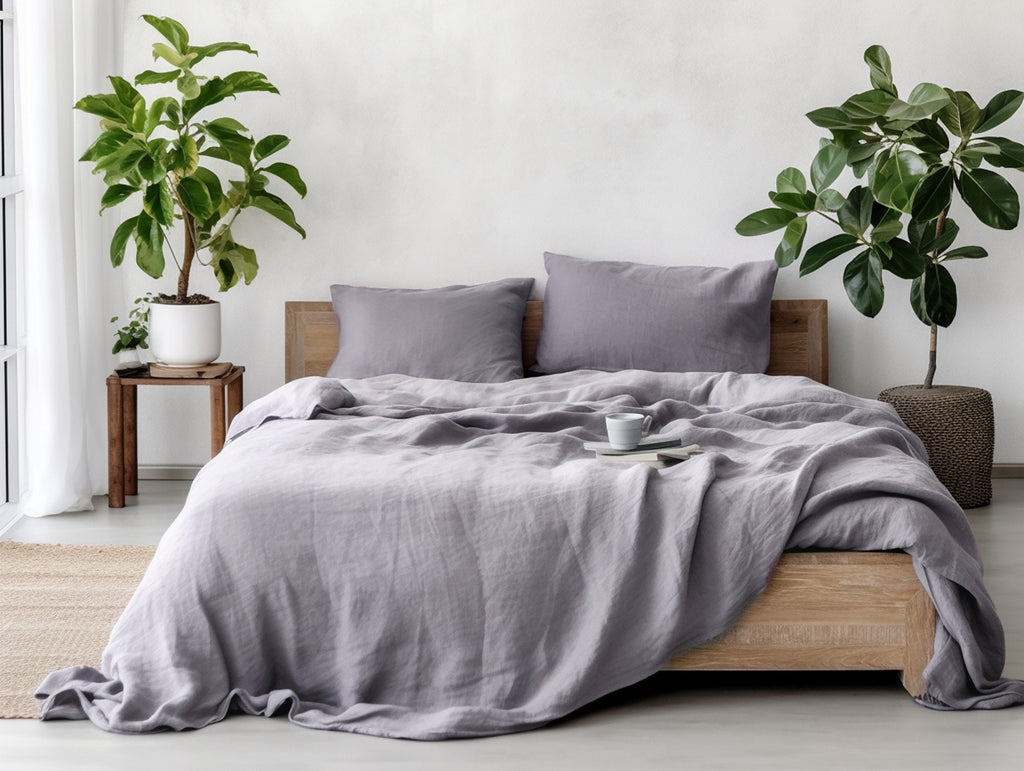 PRÊT À EXPÉDIER Housse de couette en lin lavande sourde Housse de couette TwinXL Housse de couette en lin adouci Housse de couette en lin avec fermeture éclair invisible