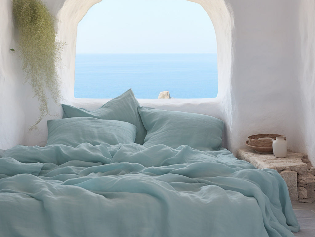 READY TO SHIP 2 Sea glass linen pillowcase Linen pillow cover King Queen Standard Euro Decorative Lumbar, Custom size Envelope closure