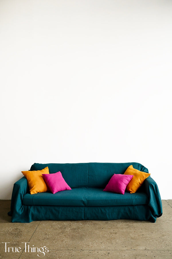 Ready to ship Deco turmeric linen pillowcases