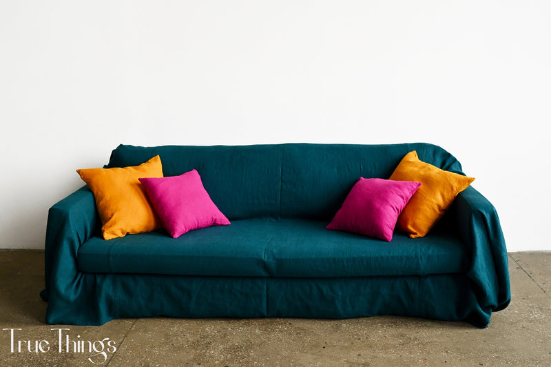 Ready to ship Deco turmeric linen pillowcases