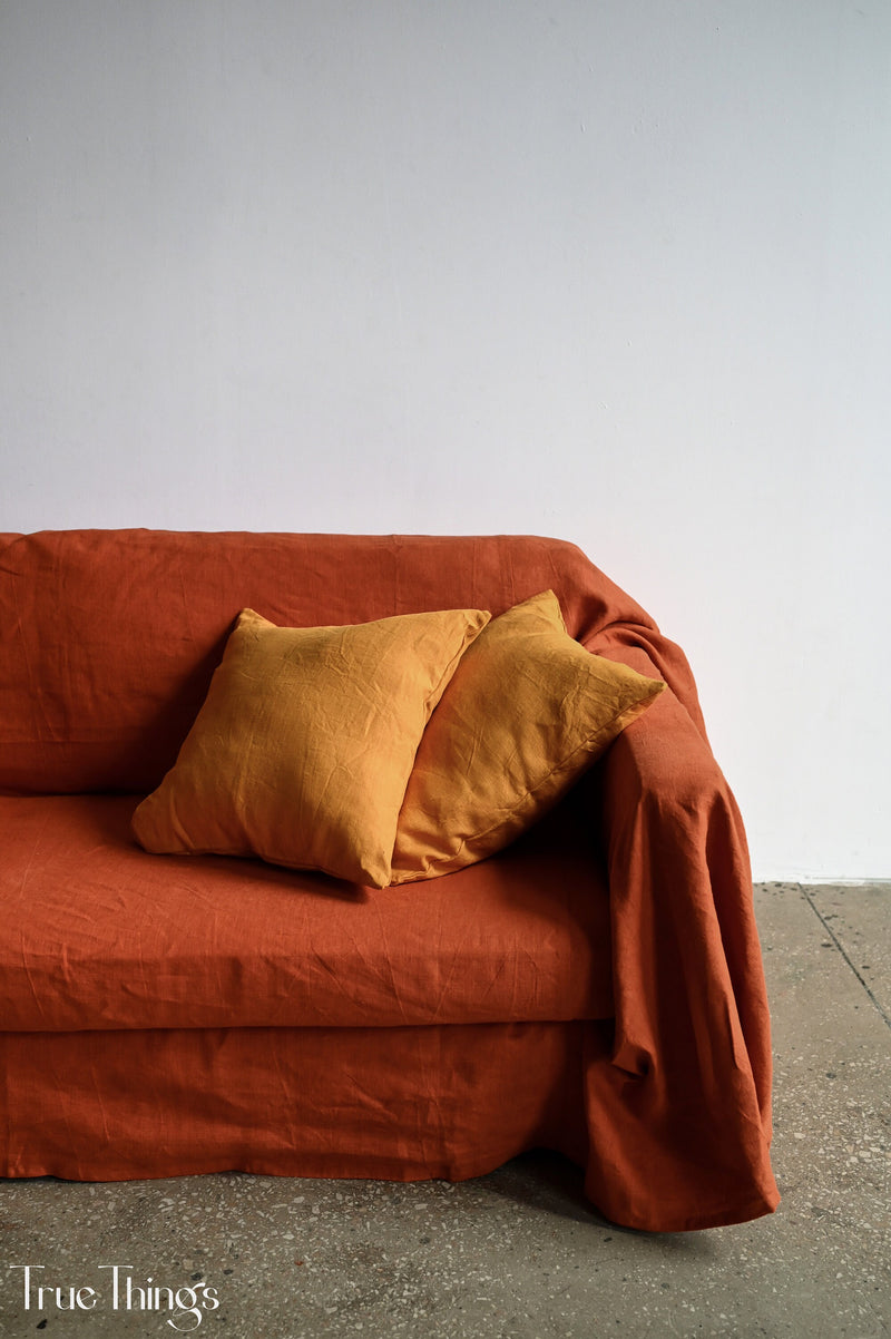 Ready to ship Deco turmeric linen pillowcases