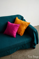 Ready to ship Deco turmeric linen pillowcases