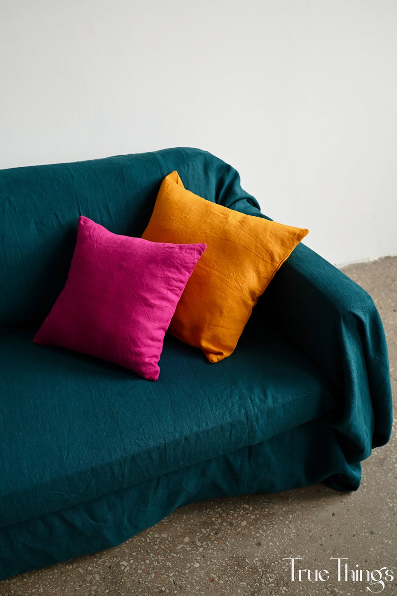 Ready to ship Deco turmeric linen pillowcases