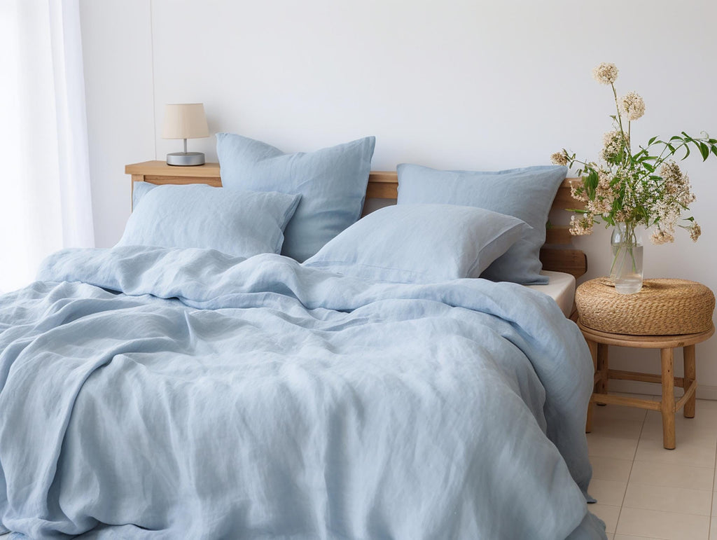 READY TO SHIP Us King light blue linen duvet cover 1 duvet cover Softened linen blue cover