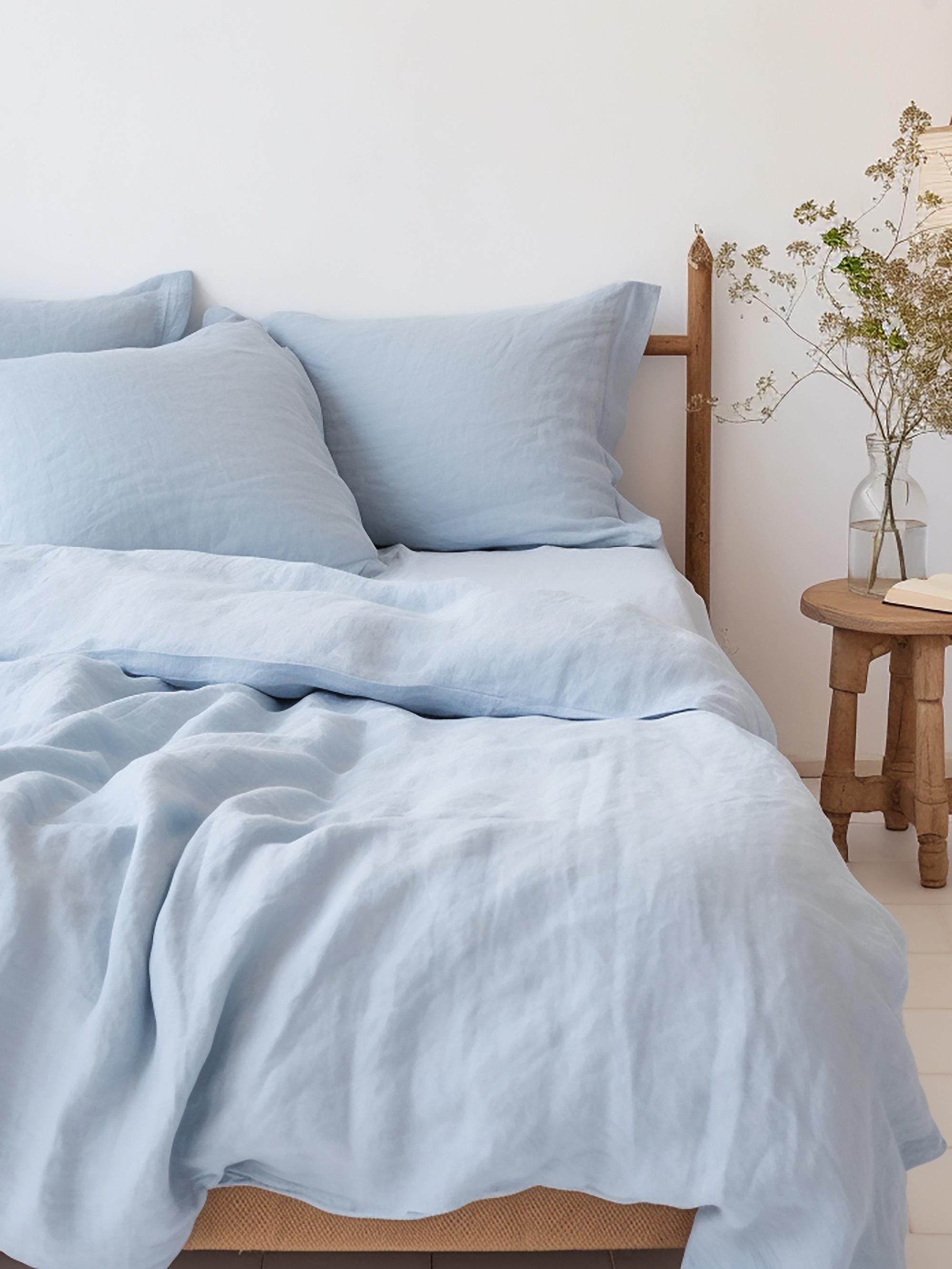 READY TO SHIP Us King light blue linen duvet cover 1 duvet cover Softened linen blue cover
