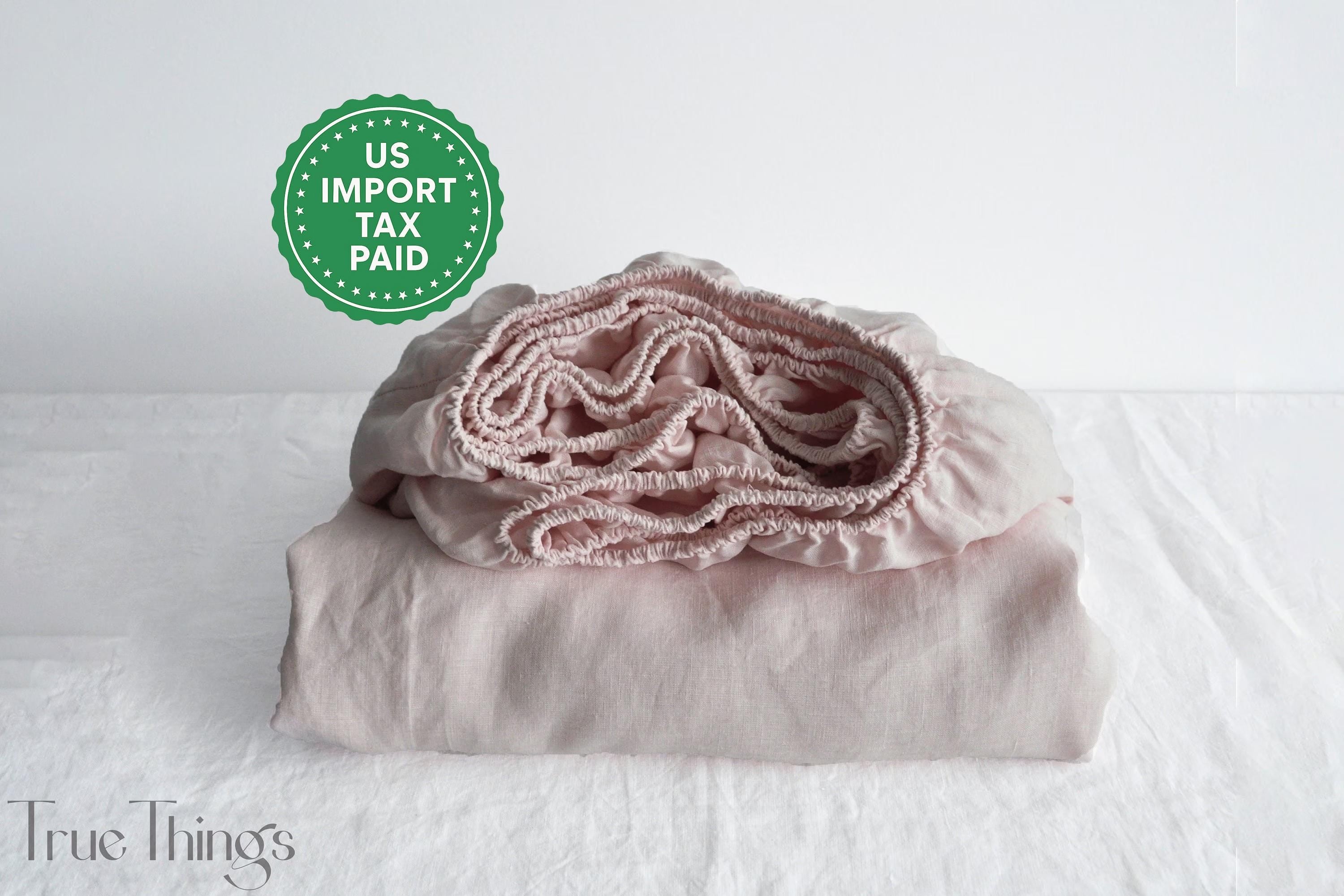 PRÊT À EXPÉDIER Drap-housse rose poudré en lin 1 Drap-housse Drap en lin adouci Drap en lin lavé Drap en lin