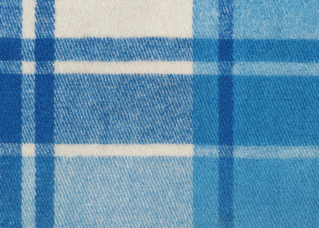 Blue and white New Zealand wool tartan blanket