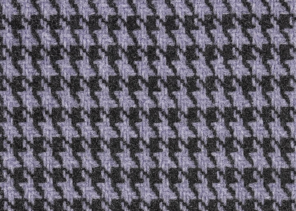 Lilac and black houndstooth merino wool blanket