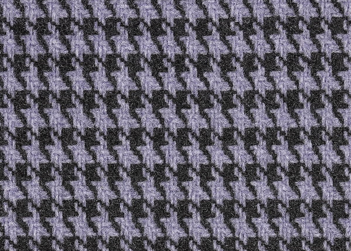 Lilac and black houndstooth merino wool blanket