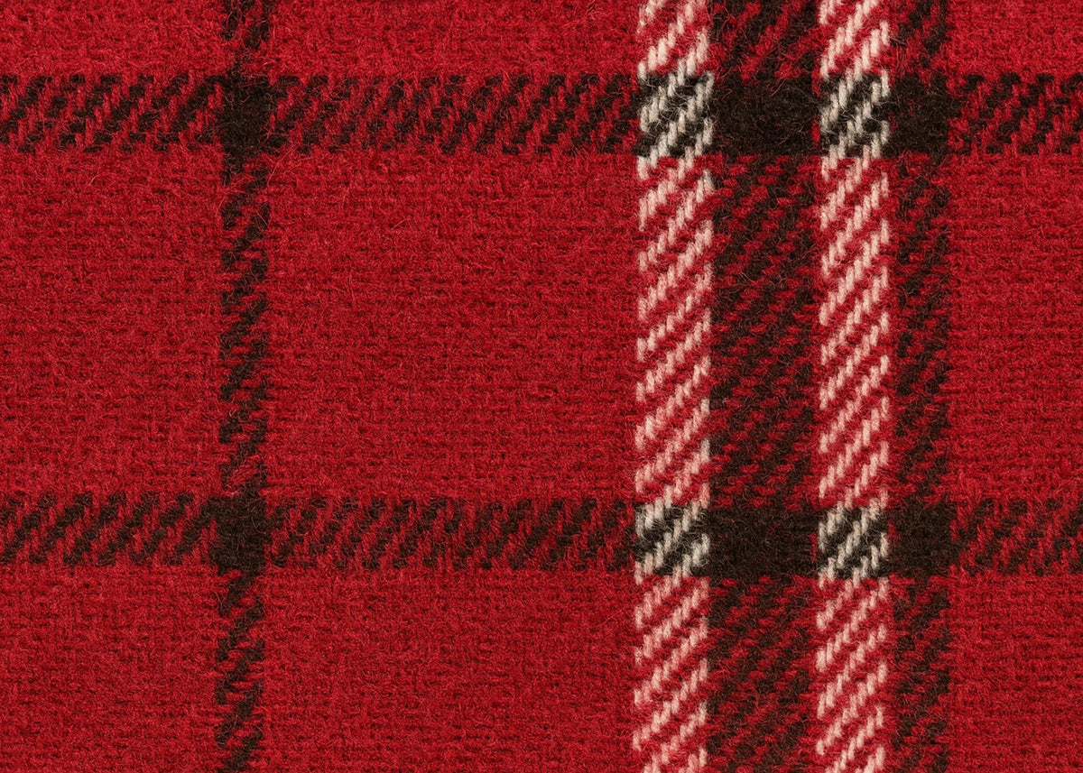 Red and white half wool tartan blanket