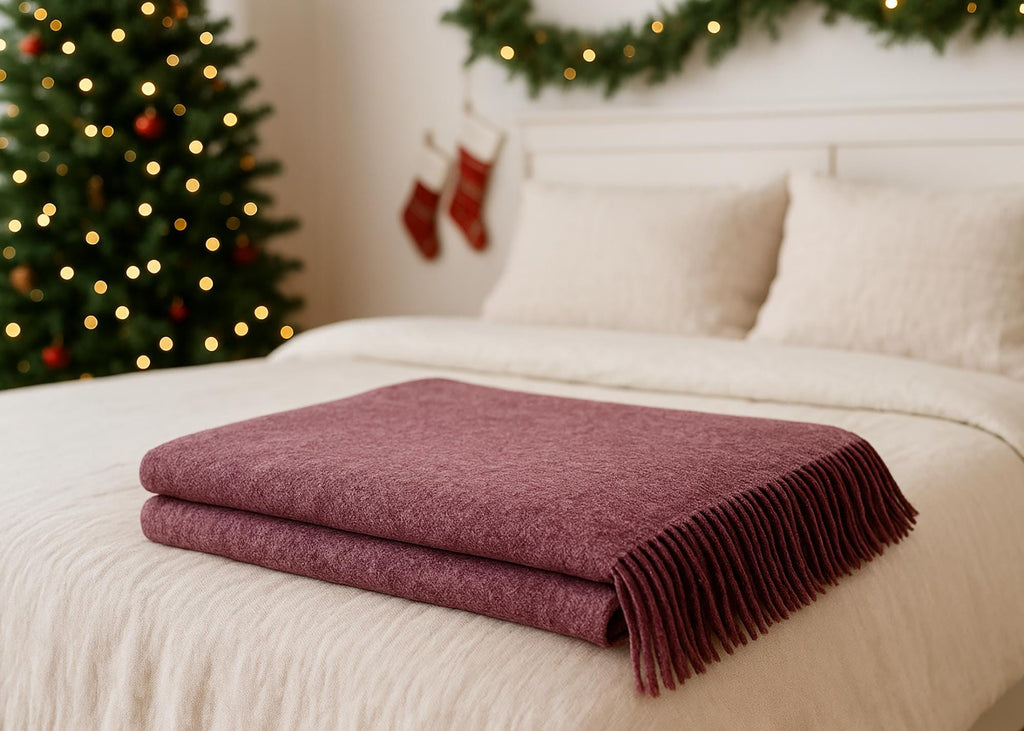 Purple merino wool blanket