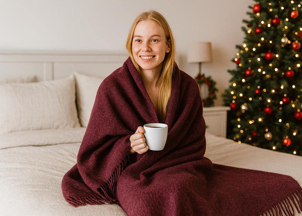 Purple merino wool blanket
