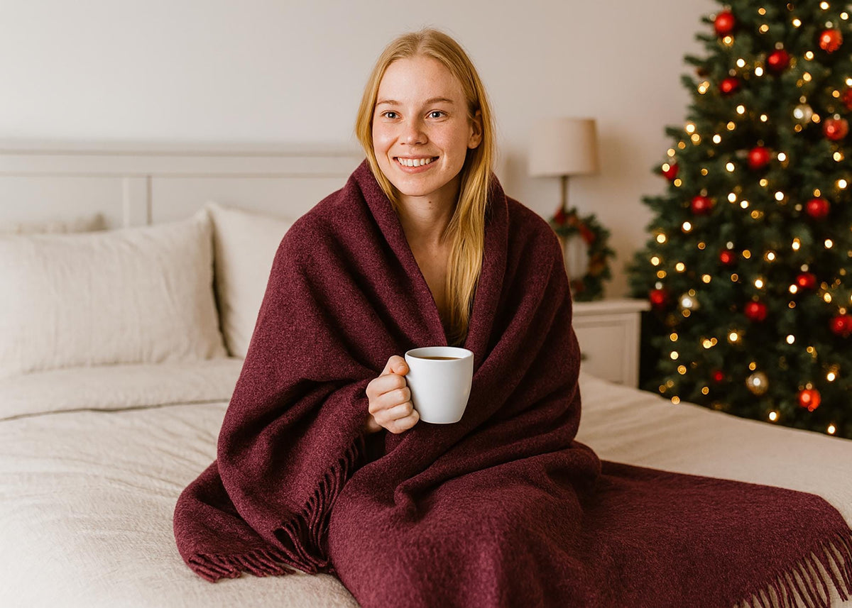 Purple merino wool blanket