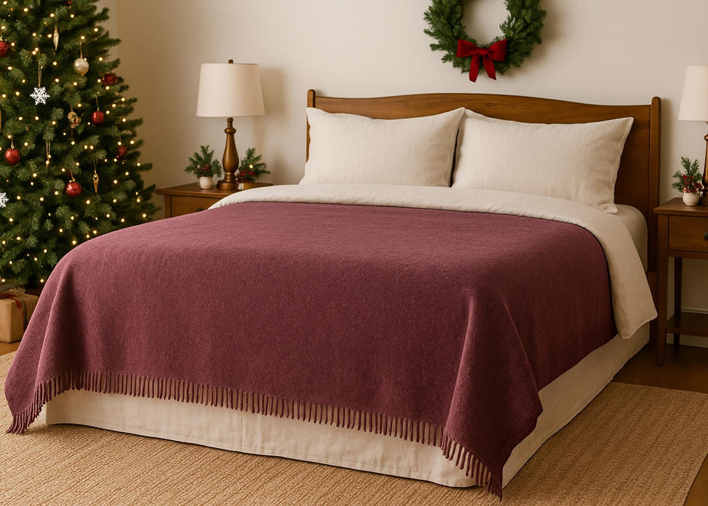 Purple merino wool blanket