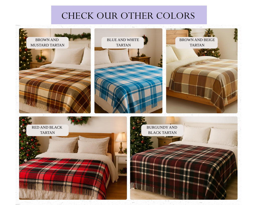 Red and black New Zealand wool tartan blanket