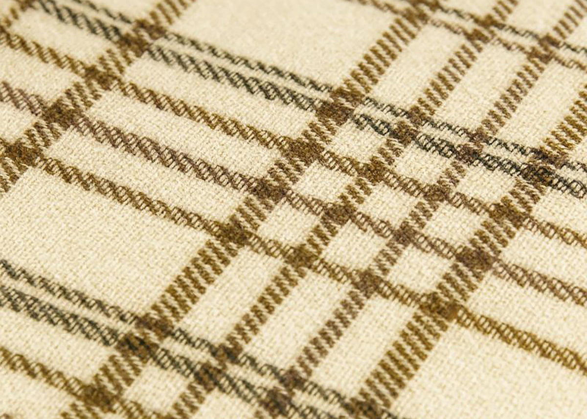 Milk and brown half wool tartan blanket