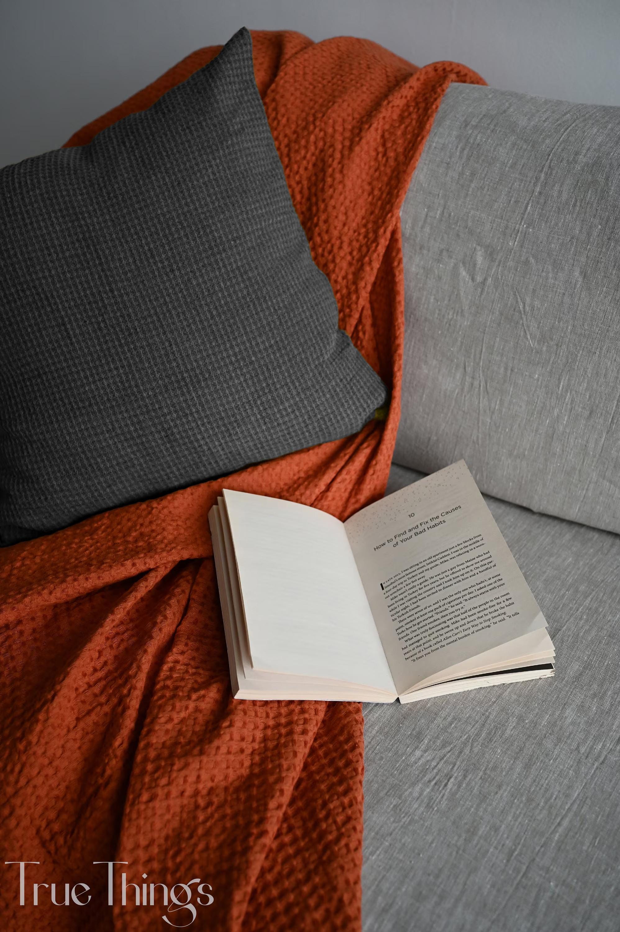 READY TO SHIP 1 Olive waffle linen pillow cover Softened Linen pillowcase Decorative Custom size pillowcase in Olive Zipper closure type