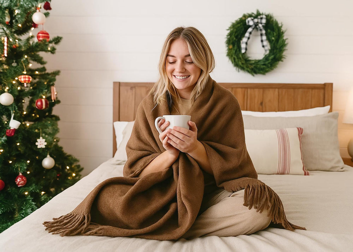 Brown camel wool blanket