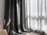 Dark gray melange linen curtains