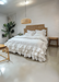 White linen triple ruffled duvet cover