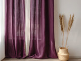 Burgundy linen curtains