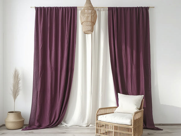 Burgundy linen curtains